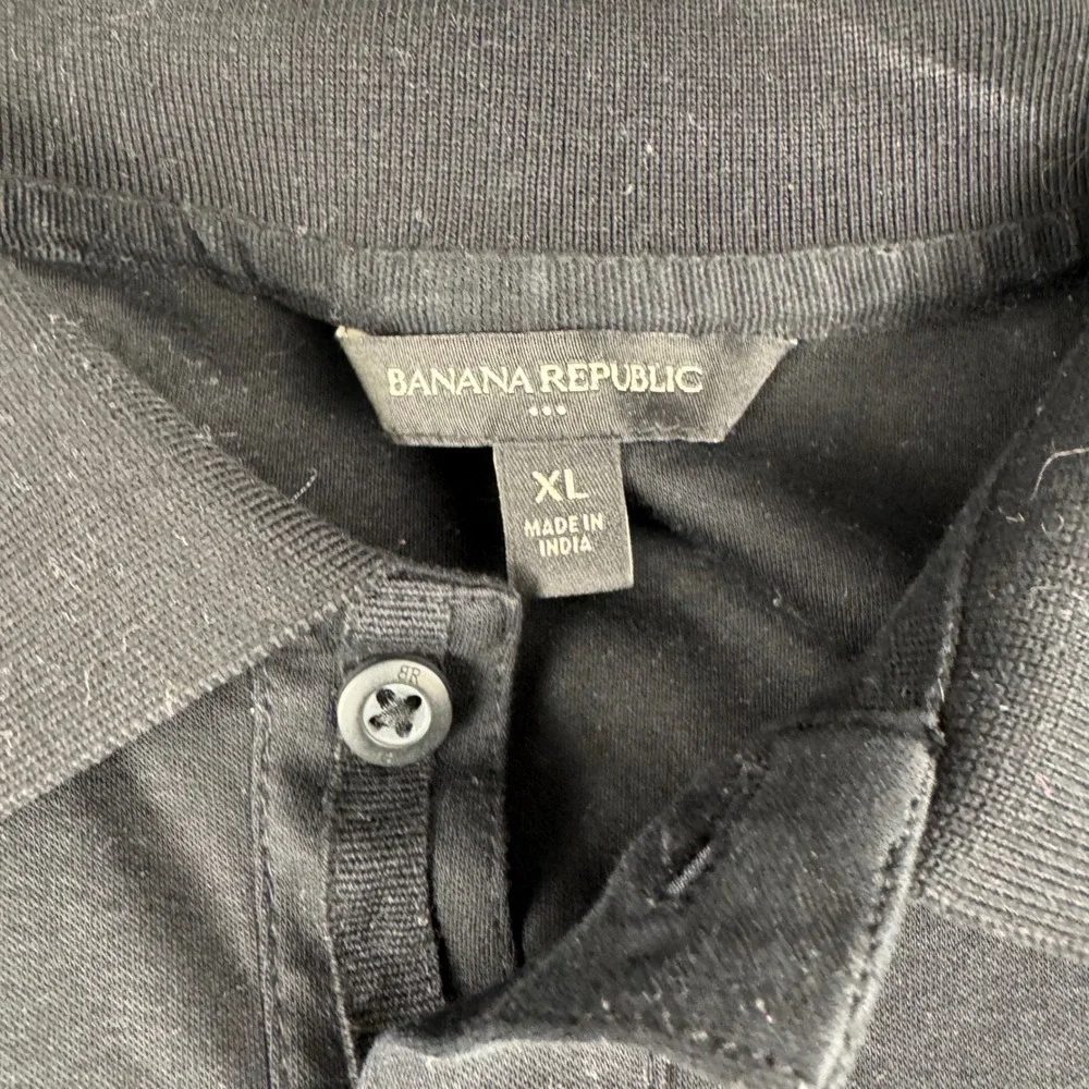 Banana Republic Mens XL Black Short Sleeve Cotton Polo Shirt Solid Casual‎ Top